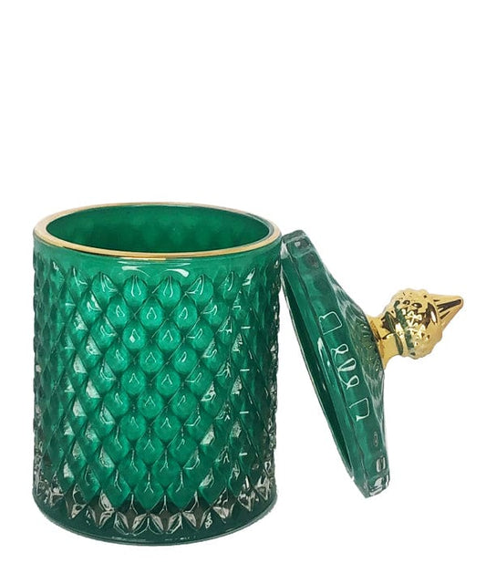 French Gold Tip Geo Series Green – glass candle jar (image 2 of 3)