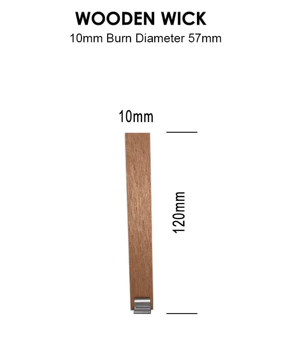 Wooden Wicks 10mm x120mm (BD57mm) – wooden candle wicks with metal tabs