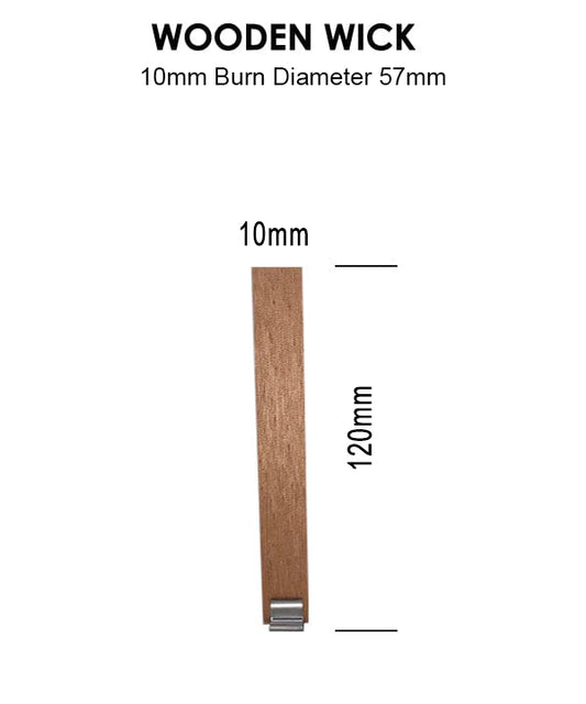 Wooden Wicks 10mm x120mm (BD57mm) – wooden candle wicks with metal tabs
