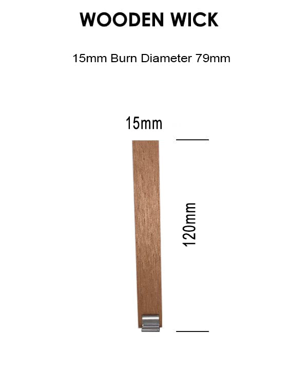 Wooden Wicks 15mm x120mm (BD79mm) – wooden candle wicks with metal tabs