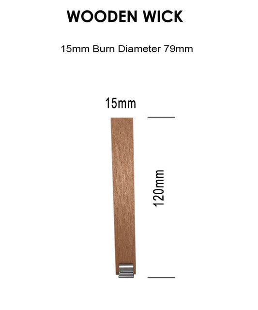 Wooden Wicks 15mm x120mm (BD79mm) – wooden candle wicks with metal tabs