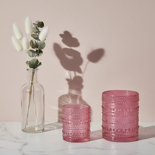 Bubble Series (#4122 Pink Rainbow) – glass candle jar, medium and large sizes