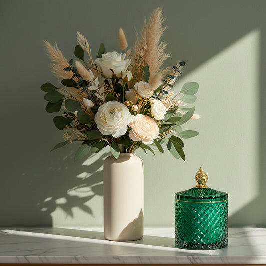French Gold Tip Geo Series Green – glass candle jar (image 1 of 3)