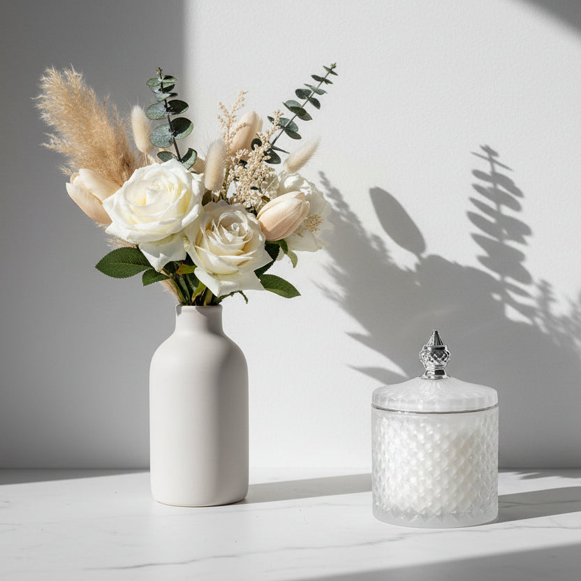 French Silver Tip Geo Series White – glass candle jar (image 1 of 3)