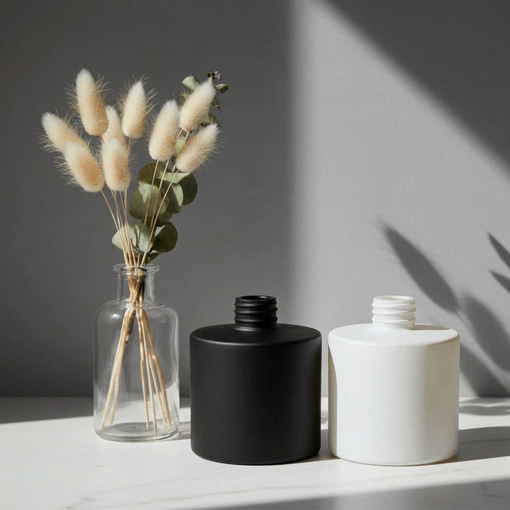 Diffuser Glassware (Matt Black #4170) – 200ml round screw-top reed diffuser jar