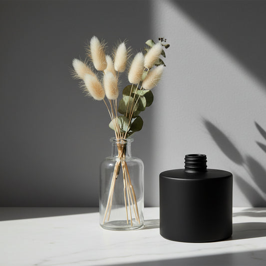 Diffuser Glassware (Matt Black #4170) – 200ml round screw-top reed diffuser jar