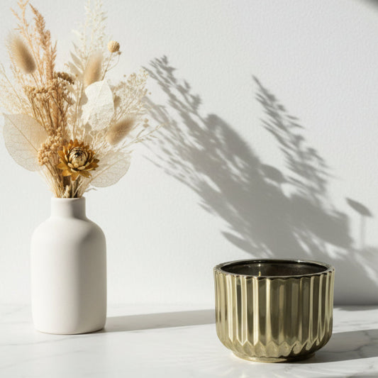 Deluxe Ribbed Series (Gold #4015) – glass candle jar