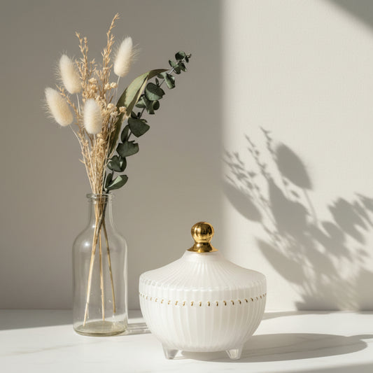 Elegance Gold Tip Series (White/Gold) – glass candle jar (image 1 of 3)