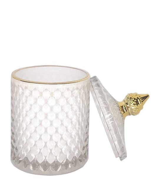 French Gold Tip Geo Series White – glass candle jar (image 2 of 3)