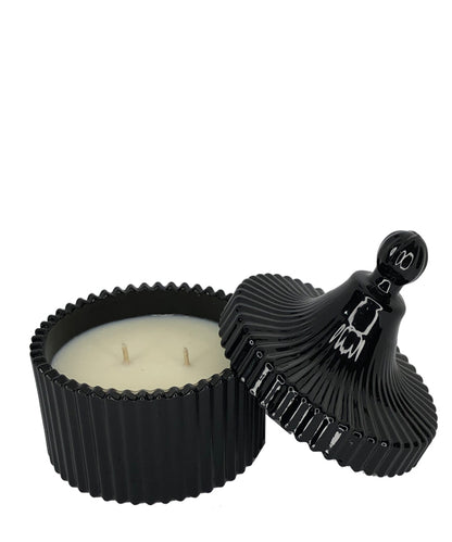 Ribbed Carousel Series (Gloss Black #4084) – glass candle jar (image 3 of 3)