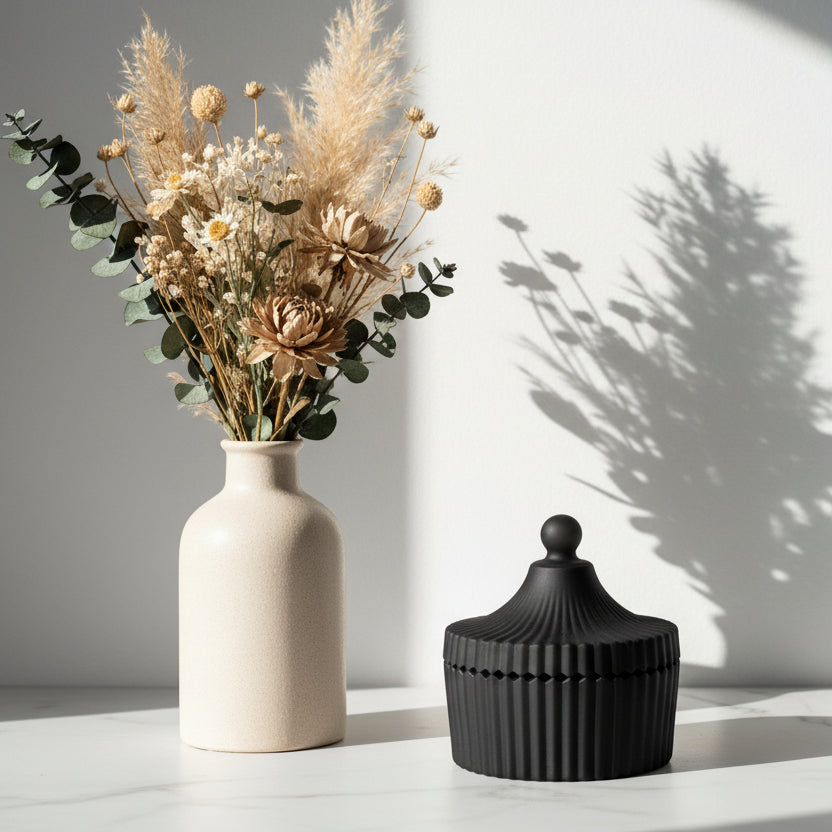 Ribbed Carousel Series (Matt Black #4086) – glass candle jar (image 1 of 2)