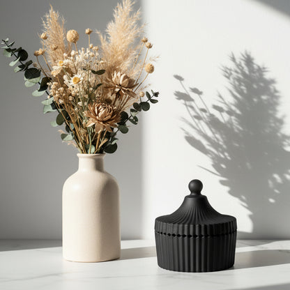 Ribbed Carousel Series (Matt Black #4086) – glass candle jar (image 1 of 2)