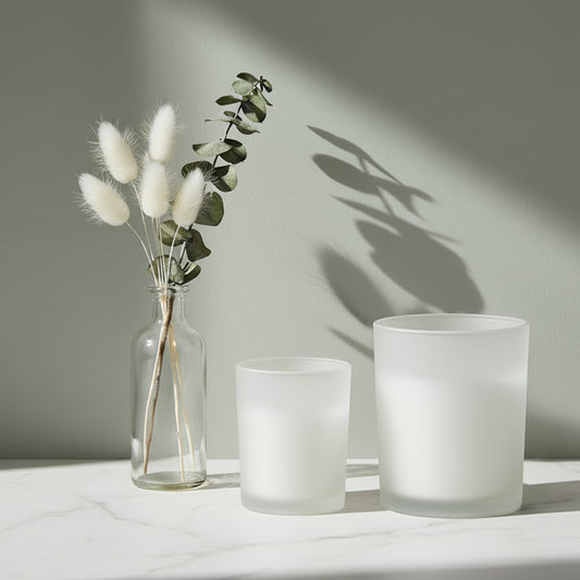 Cambridge Series (White #4012) – glass candle jar, medium and large sizes