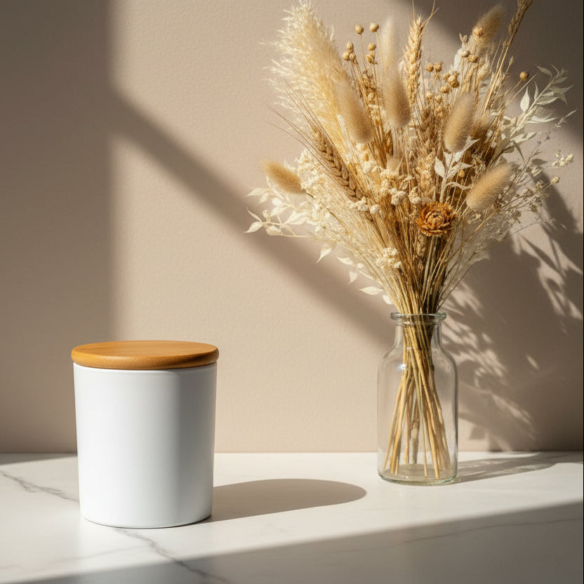 Cambridge Series with lid Large (White #4098) – glass candle jar